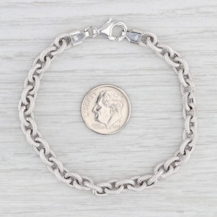 725 hammered cable chain bracelet 18k white gold italy 61mm 0827