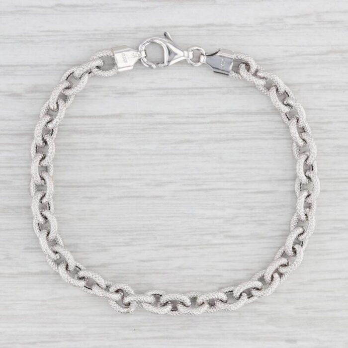 725 hammered cable chain bracelet 18k white gold italy 61mm 1948