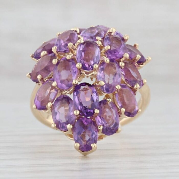 8ctw amethyst cluster ring 14k yellow gold size 725 cocktail 2990