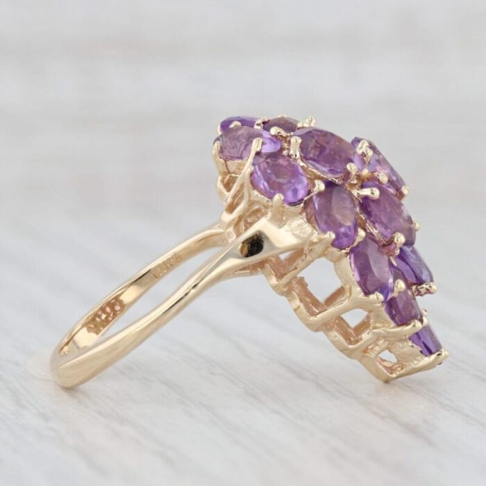 8ctw amethyst cluster ring 14k yellow gold size 725 cocktail 3090