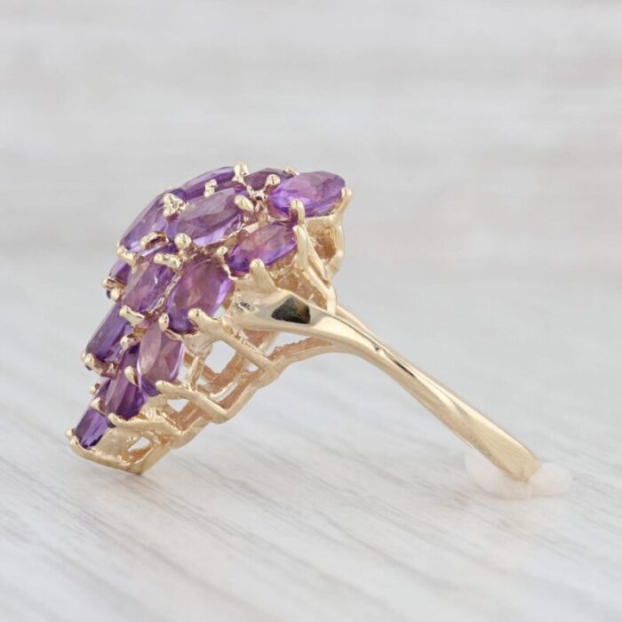 8ctw amethyst cluster ring 14k yellow gold size 725 cocktail 6252