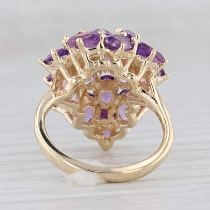 8ctw amethyst cluster ring 14k yellow gold size 725 cocktail 7409