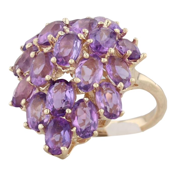 8ctw amethyst cluster ring 14k yellow gold size 725 cocktail 8023