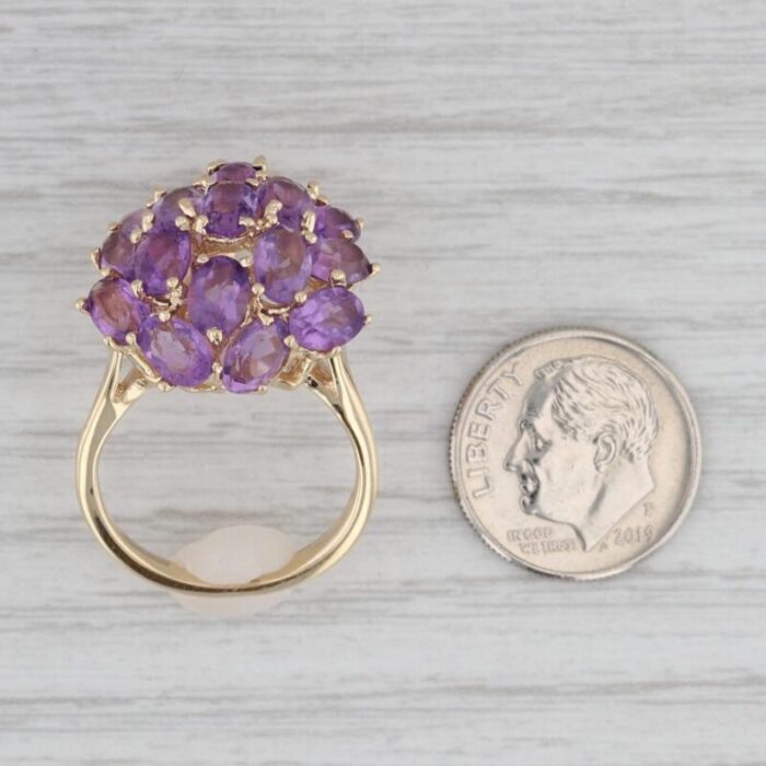 8ctw amethyst cluster ring 14k yellow gold size 725 cocktail 8276