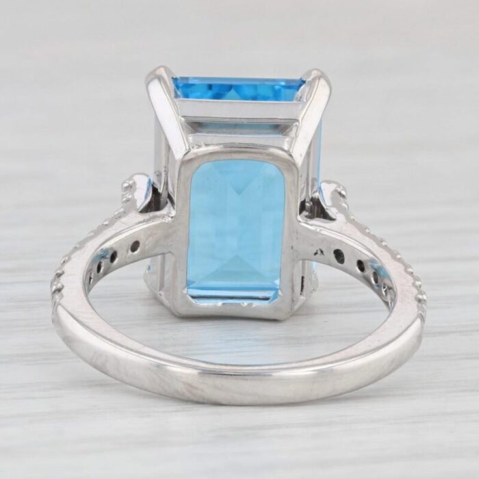 935ctw emerald cut blue topaz diamond ring 14k white gold size 75 2145