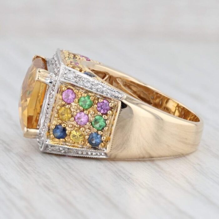 944ctw citrine sapphire zircon tsavorite diamond halo cocktail ring 14k gold size 825 8651