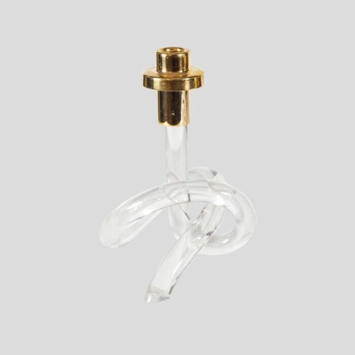 acrylic and brass pretzel candleholder 1960s 5053