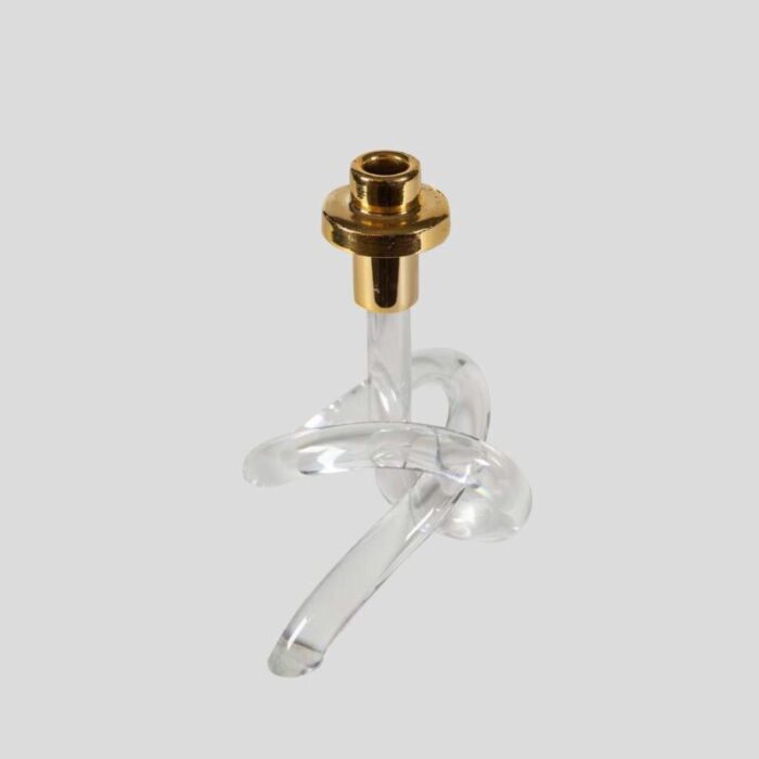 acrylic and brass pretzel candleholder 1960s 9109