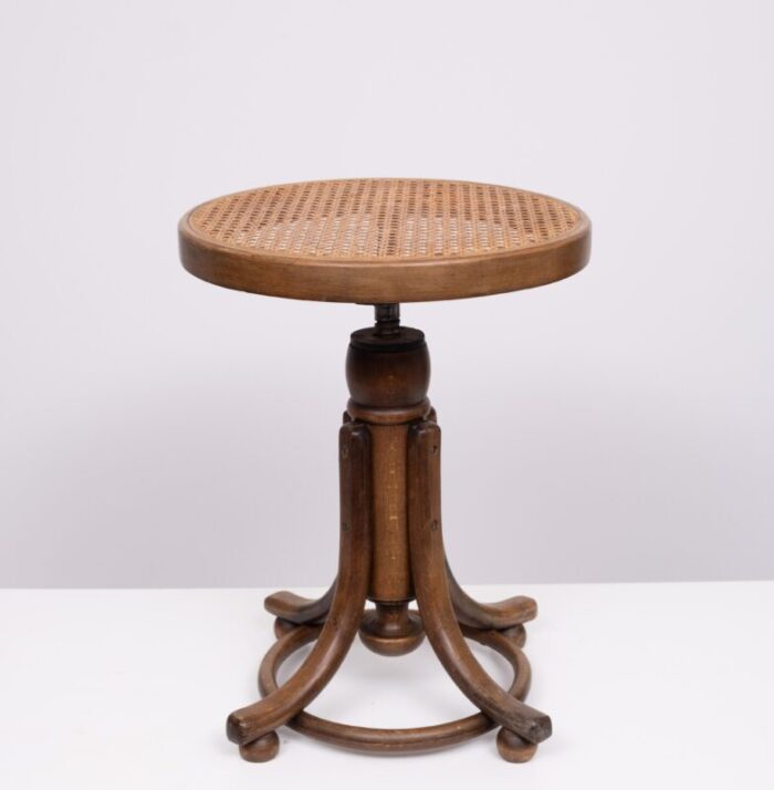 adjustable piano stool in beech by michael thonet for gebruder thonet vienna gmbh 1960s 7656