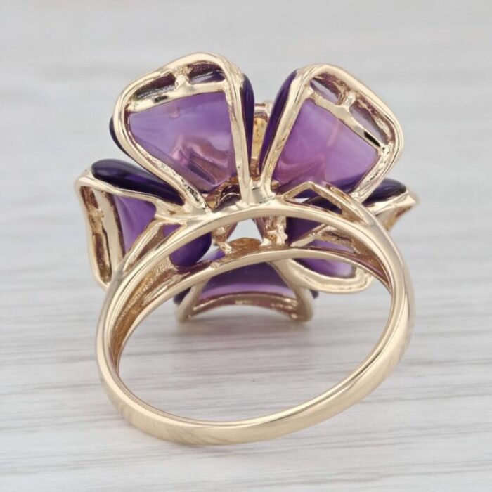 amethyst citrine flower statement cocktail 14k yellow gold ring size 825 4975