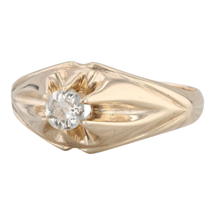 antique 033ct diamond mens ring 14k yellow gold belcher setting size 975 6102