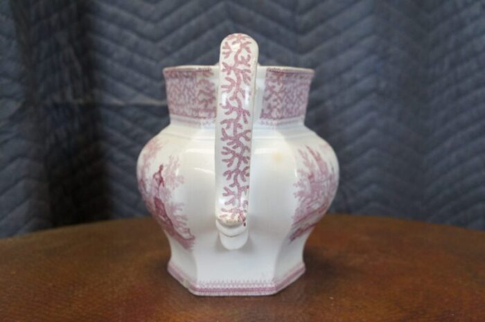 antique 1840s george phillips ironstone red transferware marino pitcher 5525