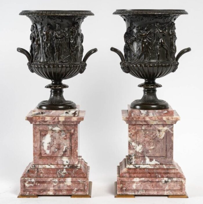 antique 19th century bronze mantel set set of 3 6