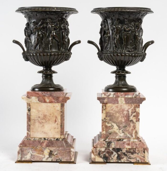 antique 19th century bronze mantel set set of 3 7