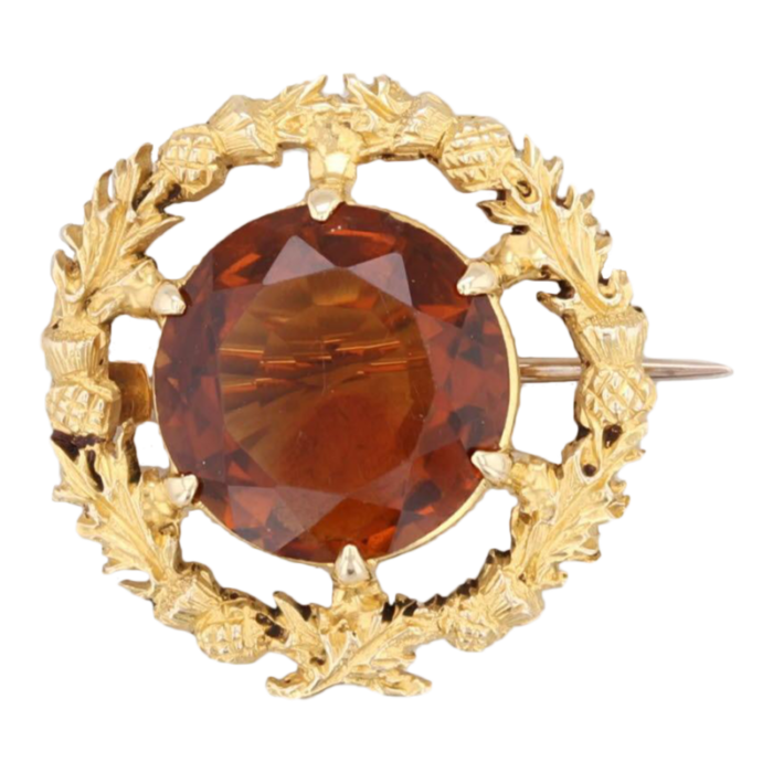 antique 550ct citrine wreath pin 15k yellow gold orange gemstone brooch 9995