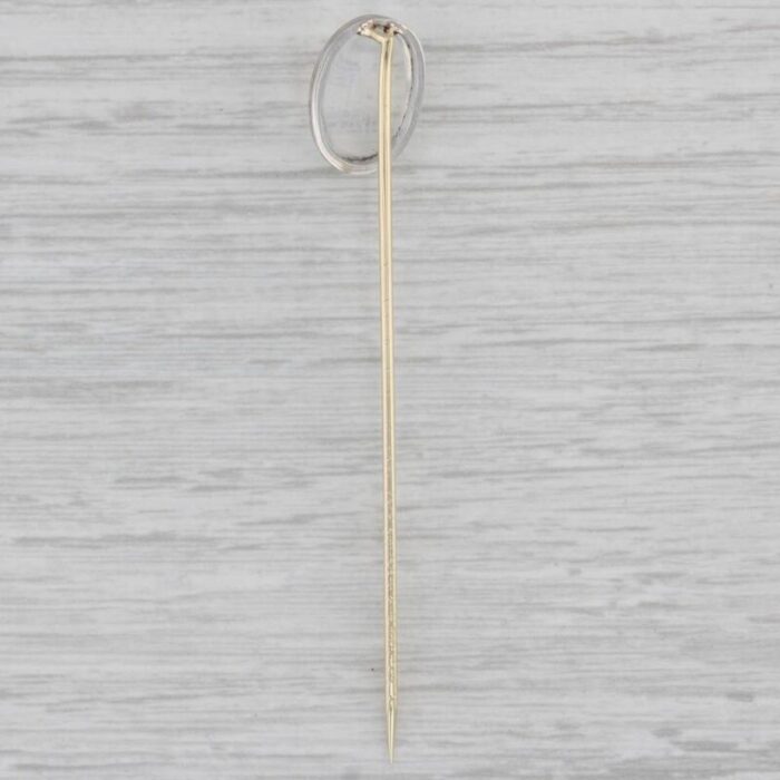 antique blue flash moonstone stickpin 14k gold platinum hand carved figural 8832