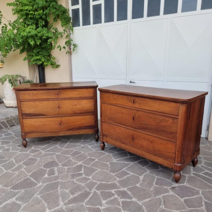 antique chests of drawers in walnut 1850 set of 2 9944