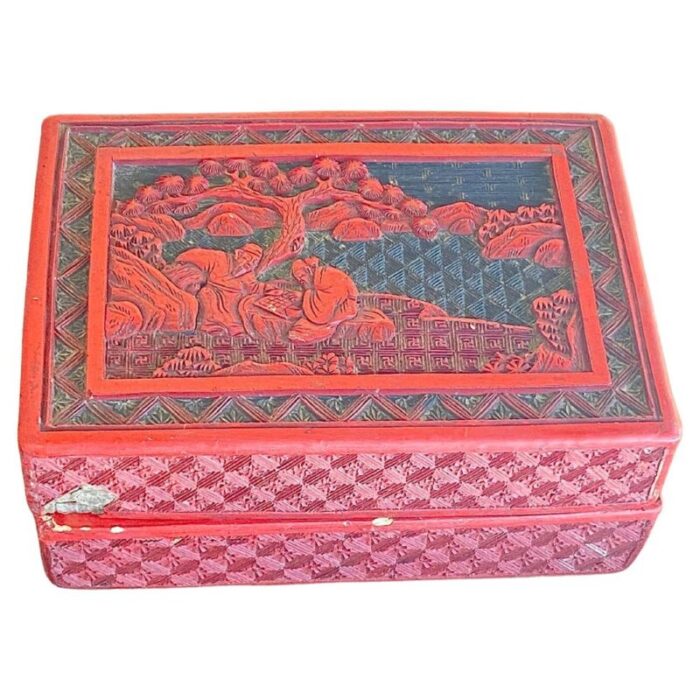 antique chinese lacquered box and cover 1880s 1