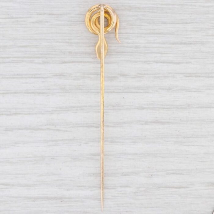 antique coiled serpent snake stickpin 18k 24k yellow and rose gold 4525