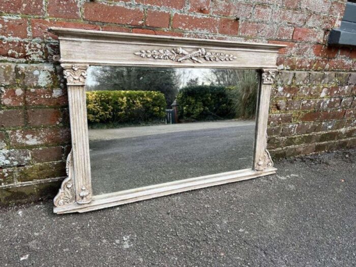 antique english painted column mirror 8029