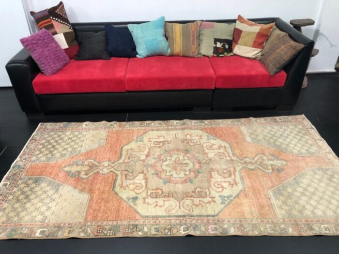 antique faded orange runner rug 7