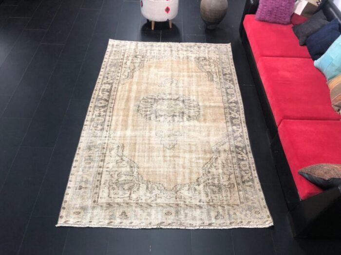 antique faded wool rug 2