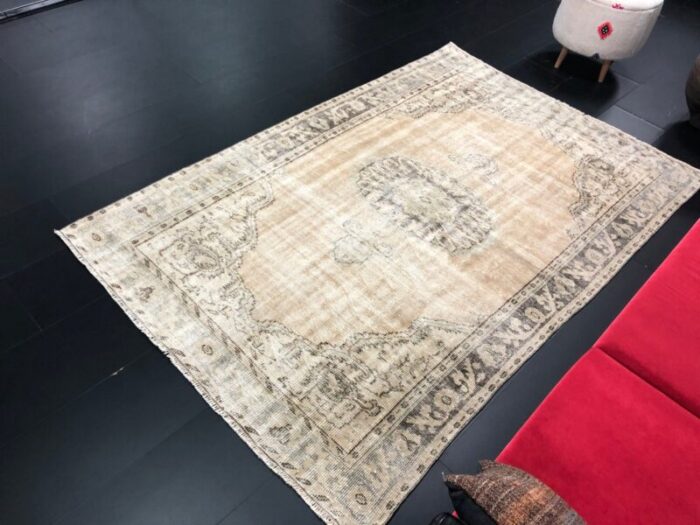 antique faded wool rug 3