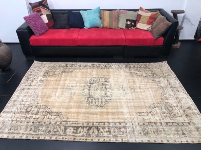 antique faded wool rug 5