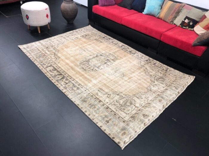 antique faded wool rug 6