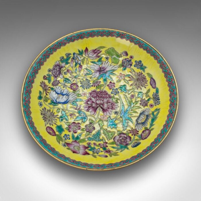 antique famille jaune decorative dish 4