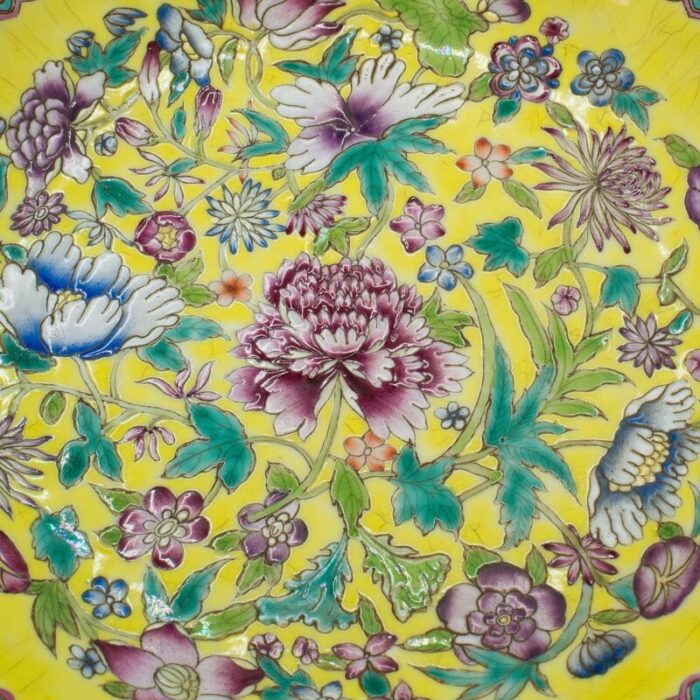 antique famille jaune decorative dish 5