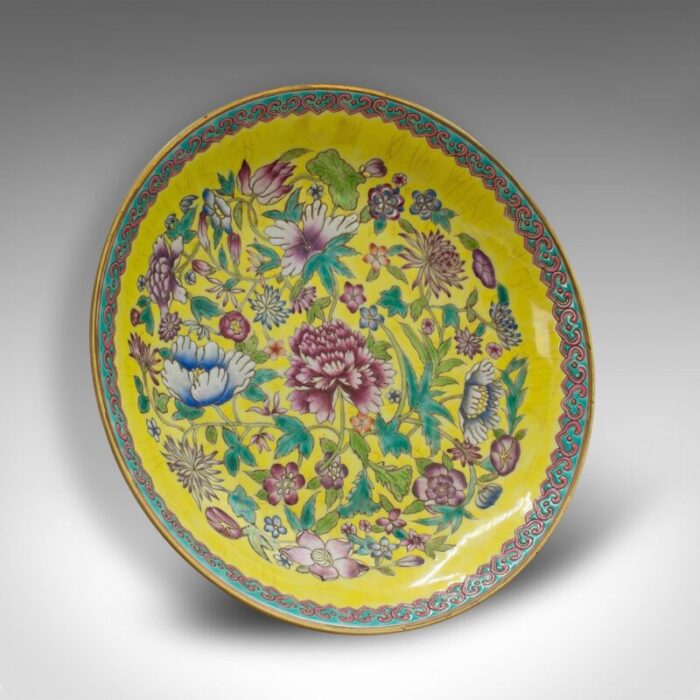 antique famille jaune decorative dish 8