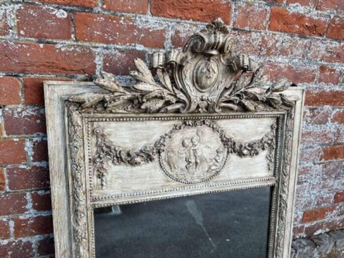 antique french carved wood and gesso painted mirror 1926