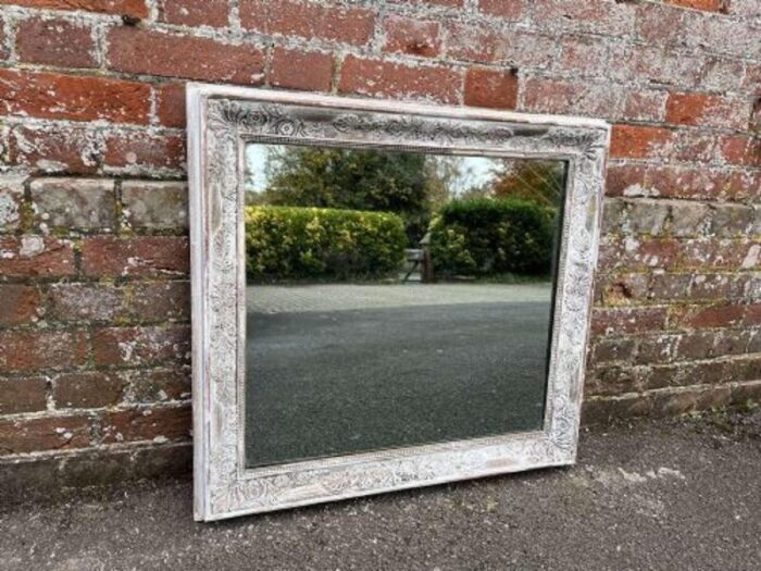 antique french carved wood mirror 0202