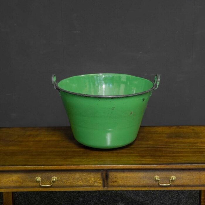 antique green enamelled bin 6