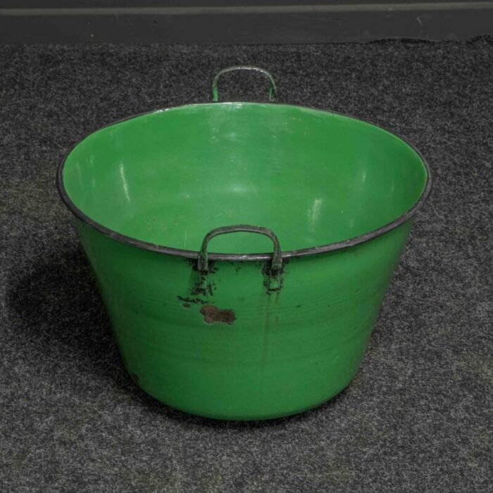 antique green enamelled bin 9