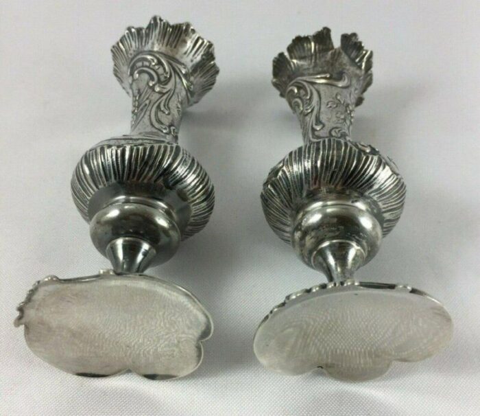 antique louis xv vases in silver set of 2 5