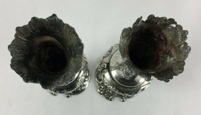 antique louis xv vases in silver set of 2 6