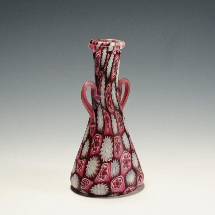 antique millefiori jar in red and white murano from fratelli toso 1910 3