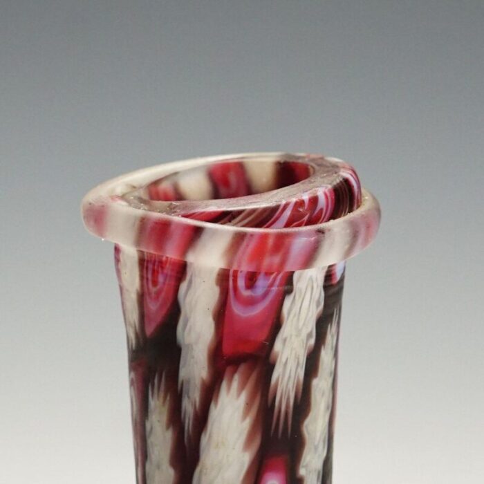 antique millefiori jar in red and white murano from fratelli toso 1910 5