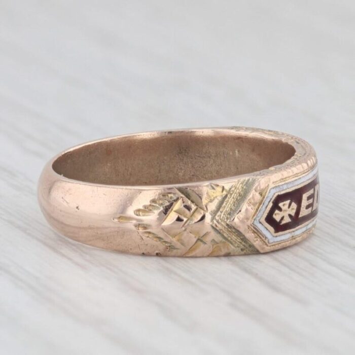 antique name cigar band style ring 10k yellow gold enamel size 875 edward 6304