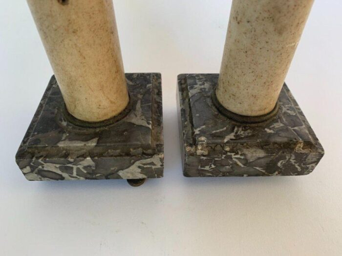 antique neoclassical figures in bronze and gray marble set of 2 2