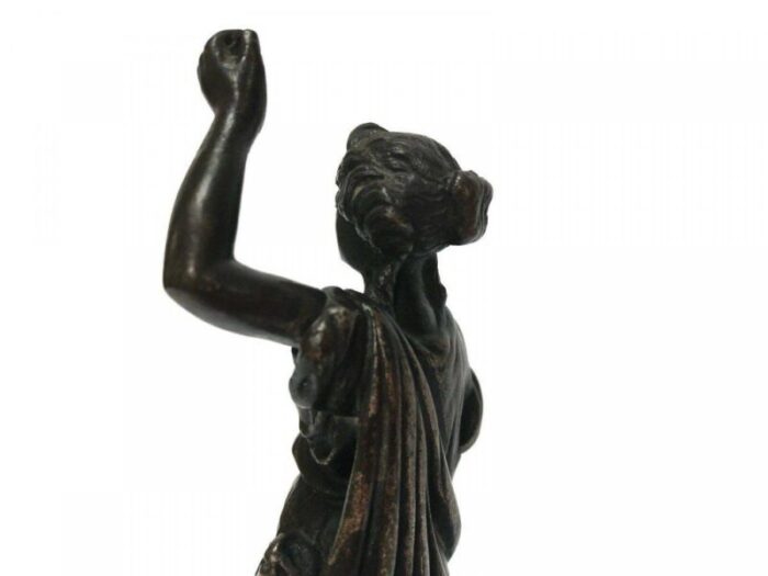 antique neoclassical woman figure in bronze on marble base 10