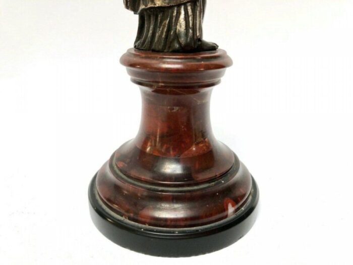 antique neoclassical woman figure in bronze on marble base 8