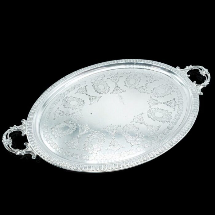 antique oval decorative serving tray 1910s 5