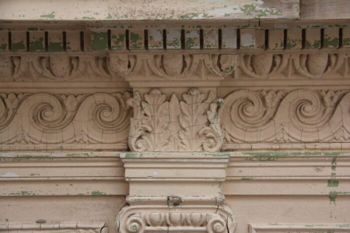 antique overmantle in painted pine 5