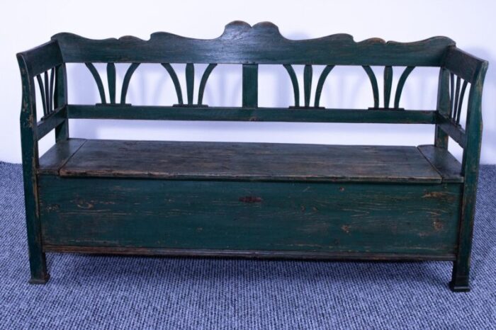 antique pine box bench 1890s 4765