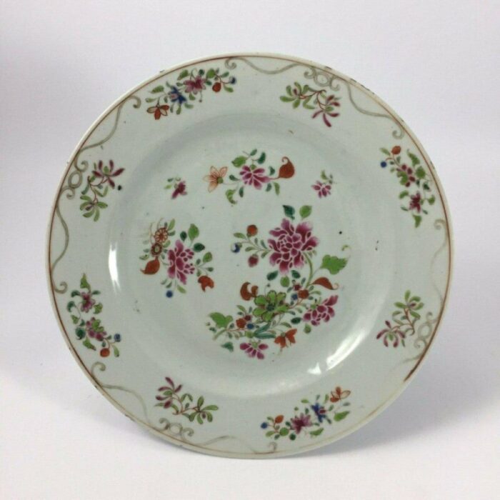 antique plate in white porcelain with floral decor 1