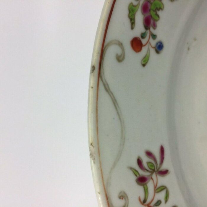 antique plate in white porcelain with floral decor 10