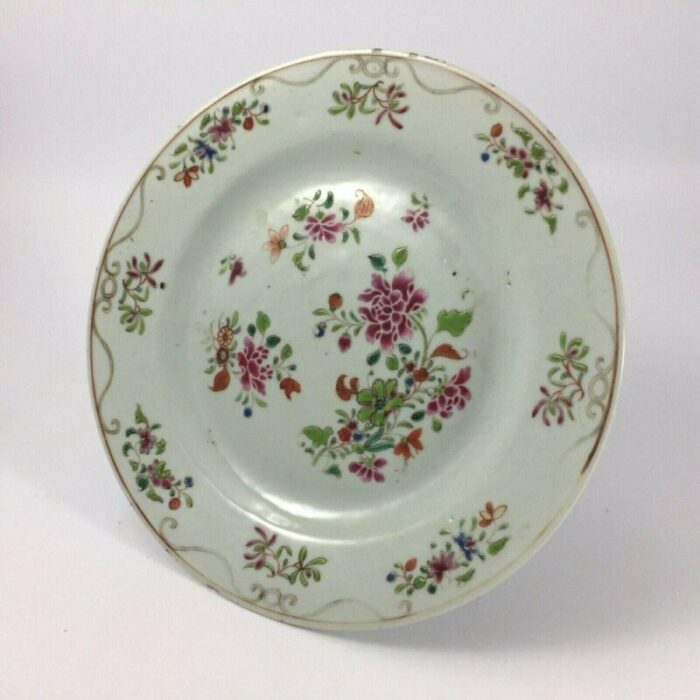 antique plate in white porcelain with floral decor 12